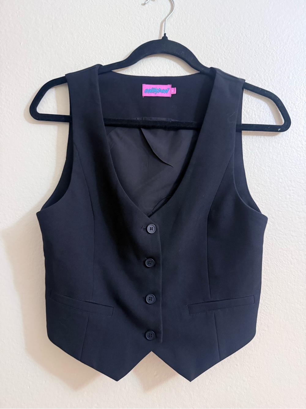 Edikted Black Tailored Button Vest